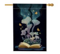 Drapeau de jardin magique bleu foncé, bannière de décoration d'intérieur, drapeau double face en toile de jute pour décoration de pelouse, décoration d'automne enchantée, 71 x 101 cm