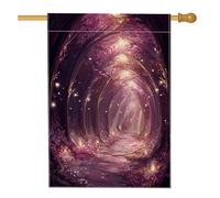 Drapeau de jardin magique de la forêt, guirlande lumineuse violette, bannière de jardin, bannière double face en toile de jute, décoration saisonnière de pelouse extérieure, 71,1 x 101,6 cm