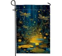 Drapeau de jardin magique en forme de libellule bleue - Bannière de décoration d'intérieur en toile de jute double face - 30,5 x 45,7 cm