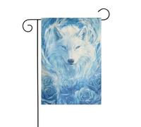 Drapeau de jardin majestueux avec loup blanc mystique - 30 x 45 cm - Vertical double face - Décoration extérieure de ferme