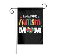 Drapeau de jardin « Maman de sensibilisation à l'autisme » 12 x 18 pouces, drapeaux extérieurs double face, bannières de bienvenue, drapeau de vacances pour décoration de fête