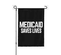 Drapeau de jardin Medicaid sauve des vies 28x40 Protégez le panneau de jardin Medicaid Save Ne plaisantez pas avec le drapeau Medicaid Pas de support de drapeau double face