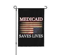 Drapeau de jardin Medicaid sauve des vies 28x40 Protégez le panneau de jardin Medicaid Save Ne plaisantez pas avec le drapeau Medicaid Pas de support de drapeau double face