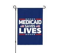 Drapeau de jardin Medicaid sauve des vies 28x40 Protégez le panneau de jardin Medicaid Save Ne plaisantez pas avec le drapeau Medicaid Pas de support de drapeau double face