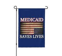 Drapeau de jardin Medicaid sauve des vies 28x40 Protégez le panneau de jardin Medicaid Save Ne plaisantez pas avec le drapeau Medicaid Pas de support de drapeau double face
