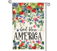 Drapeau De Jardin Memorial Day Patriotique 4 Juillet Que Dieu Bénisse L'Amérique Fleurs Drapeaus Décoratif Amusante Pride Flag Premium Drapeau De Bienvenue Pour Home Pelouse Pavillon 30X45Cm