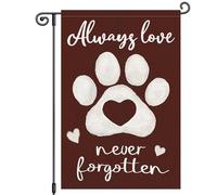 Drapeau De Jardin Mémorial Pour Animaux De Compagnie Toujours Aimer Jamais Oublier Empreinte De Patte De Chien Cœur D'Amour Devant Le Cimetière Drapeaus Garden Flag Pride Flag Pour Home 30X45Cm