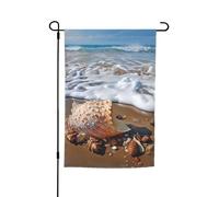 Drapeau de jardin Mer et coquillages 30,5 x 45,7 cm Double face Printemps Été Décoration de cour Bannière Petit drapeau saisonnier Décoration extérieure