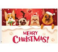 Drapeau De Jardin Merry Christmas Animals Dogs Cardinal Bird With Hats Winter Garden Flag Premium Pride Flag Antifouling Drapeaus Décoratif Pour Pavillon Patio Pelouse 152X90CM