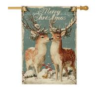 Drapeau de jardin « Merry Christmas », bannière rustique bleue pour décoration de pelouse extérieure, 71,1 x 101,6 cm