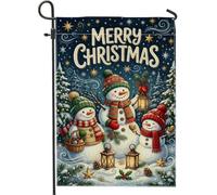 Drapeau de jardin Merry Christmas Bonhommes de neige 30,5 x 45,7 cm
