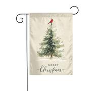 Drapeau de jardin « Merry Christmas Tree » - Oiseau rouge - 30 x 45 cm - Vertical double face - Décoration de ferme - Décoration extérieure