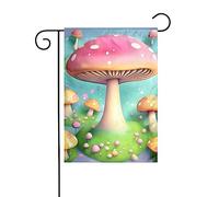 Drapeau de jardin Merveilleux petits champignons Impressions Drapeaux décoratifs principalement pour patios, jardins, pots de fleurs, terrasse, balcon. 12 x 18 pouces
