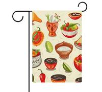 Drapeau de jardin mexicain avec symboles de la salsa double face 30,5 x 45,7 cm, drapeau vertical en lin, drapeaux de maison durables pour fêtes de vacances décoratives en plein air