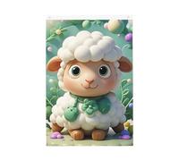 Drapeau de jardin mignon avec motif de mouton de dessin animé - 61 x 00 cm - Ne se décolore pas - Double face - Bannière d'extérieur pour cour, porche, pelouse