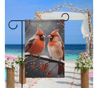 Drapeau de jardin mignon avec oiseaux cardinaux pour extérieur, 30,5 x 45,7 cm, drapeau de jardin printemps été, drapeau saisonnier double face, panneau de bienvenue durable pour terrasse, pelouse