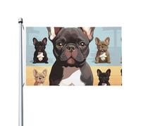 Drapeau de jardin mignon bouledogue français - 90 x 150 cm - Ne se décolore pas - Double face - Pour maison, cour, porche, pelouse