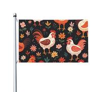 Drapeau de jardin mignon coq poules 90 x 150 cm, ne se décolore pas, drapeau double face, bannière extérieure décoration pour cour, porche, pelouse