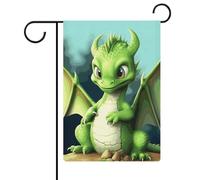Drapeau de jardin mignon dragon double face 30,5 x 45,7 cm, drapeau vertical en lin, drapeaux de maison durables pour décoration extérieure festivités