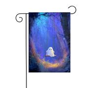 Drapeau de jardin mignon fantôme sur la balançoire 30 x 45 cm vertical double face ferme vacances décorations extérieures drapeau de cour