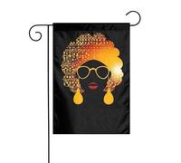 Drapeau de jardin mignon femme africaine 30,5 x 45,7 cm double face vertical bienvenue drapeaux d'été ne se décolorent pas drapeaux de maison bannière de cour pour ferme saisonnière cour décoration