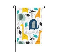 Drapeau de jardin mignon girafe éléphant 71,1 x 101,6 cm double face vertical pour décoration de cour, drapeaux de maison de bienvenue en polyester pour extérieur, porche, ferme, patio, pelouse, décor