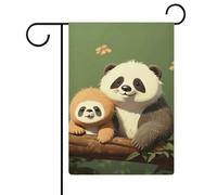 Drapeau de jardin mignon panda et paresseux double face 30,5 x 45,7 cm, drapeau vertical en lin, drapeaux de maison durables pour fêtes de vacances décoratives en plein air