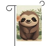 Drapeau de jardin mignon paresseux de dessin animé 30,5 x 45,7 cm double face drapeau extérieur drapeau d'été drapeau floral bienvenue drapeaux de jardin saisonniers décorations de vacances