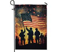 Drapeau de jardin militaire patriotique, rouge, blanc, bleu, soldats américains, décoration de pelouse, bannière double face, fête de l'indépendance, décoration extérieure 30,5 x 45,7 cm