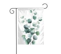 Drapeau de jardin minimaliste aquarelle botanique branche d'eucalyptus 30 x 45 cm vertical double face ferme vacances décorations extérieures drapeau de cour