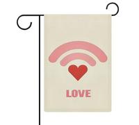 Drapeau de jardin minimaliste avec symbole d'amour rose WIFI en toile de jute double face 30,5 x 45,7 cm