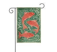 Drapeau de jardin minimaliste avec trois poissons rouges - 30 x 45 cm - Double face - Décoration extérieure - Pour la ferme et les vacances