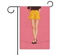 Drapeau de jardin minimaliste femme debout sur une corde tressée en toile de jute double face 30,5 x 45,7 cm