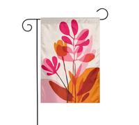 Drapeau de jardin minimaliste floral rose orange formes audacieuses 30 x 45 cm vertical double face ferme vacances décorations extérieures drapeau cour