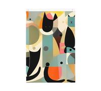 Drapeau de jardin moderne du milieu du siècle - Motif chat - 61 x 91 cm - Ne se décolore pas - Double face - Bannière d'extérieur pour cour, porche, pelouse