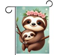 Drapeau de jardin « Mom Baby Sloth » - 71,1 x 101,6 cm - Double face - Pour extérieur, maison, extérieur, terrasse, pelouse