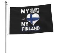 Drapeau de Jardin Mon cœur mon pays ma Finlande Bannière décorative Maison | Durable Drapeaux Décoratif Double Face Bannière pour Bureaux Intérieur