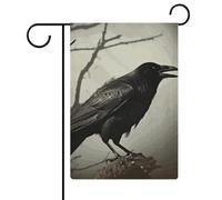 Drapeau de jardin motif corbeau - 30,5 x 45,7 cm - Drapeau extérieur double face - Drapeau de cour d'été - Drapeau floral de bienvenue - Drapeaux de jardin saisonniers - Décorations de vacances