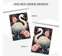 Drapeau de jardin motif cygne floral de bienvenue 61 x 91 cm - Ne se décolore pas - Double face - Bannière d'extérieur pour cour, porche, pelouse