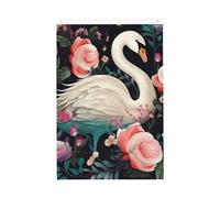 Drapeau de jardin motif cygne floral de bienvenue 61 x 91 cm - Ne se décolore pas - Double face - Bannière d'extérieur pour cour, porche, pelouse