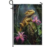 Drapeau de jardin motif dragon barbu, décoration de jungle jaune vif, drapeau d'extérieur double face pour décoration de pelouse d'été, 30,5 x 45,7 cm