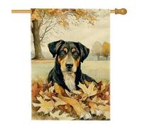 Drapeau de jardin motif feuilles d'automne pour chien, labrador retriever noir, bannière de décoration d'intérieur, bannière double face en toile pour cour, décoration de pelouse extérieure, 71 x