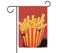 Drapeau de jardin motif frites de dessin animé 30,5 x 45,7 cm, drapeau extérieur double face, drapeau de cour d'été, drapeau floral de bienvenue, drapeaux de jardin saisonniers, décorations de