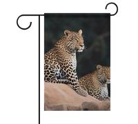 Drapeau de jardin motif léopard africain sur rocher - 30,5 x 45,7 cm - Double face pour extérieur, drapeaux saisonniers et bannières pour patio, cour, terrasse, porche, jardin, terrasse, balcon