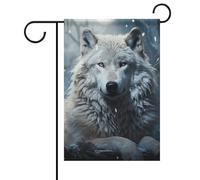 Drapeau de jardin motif loup assis dans la neige, printemps et été, 30,5 x 45,7 cm, double face pour extérieur, drapeaux saisonniers et bannières pour patio, cour, terrasse, porche, jardin, terrasse