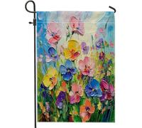 Drapeau de jardin motif pensée de printemps 30,5 x 45,7 cm double face pour décoration extérieure, fleur colorée, drapeau de maison, jardin floral, petit drapeau de pelouse