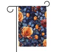 Drapeau de jardin motif roses tulipes florales en toile de jute double face 30,5 x 45,7 cm
