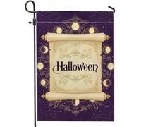 Drapeau de jardin mystique céleste d'Halloween 30,5 x 45,7 cm | Phase de lune céleste, drapeau de cour, décoration en cristal sorcière, décoration de cour gothique, bannière extérieure