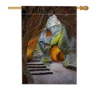 Drapeau de jardin mystique en pierre élégante - Bannière décorative double face en toile de jute - Décoration extérieure de pelouse - 71 x 101 cm