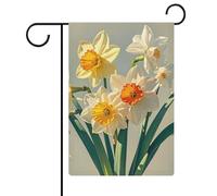 Drapeau de jardin Narcisse - 32,6 x 47,5 cm - Vertical double face - Drapeaux de jardin d'été en lin - Décoration extérieure saisonnière - Drapeau d'extérieur pour ferme, vacances, fête des mères